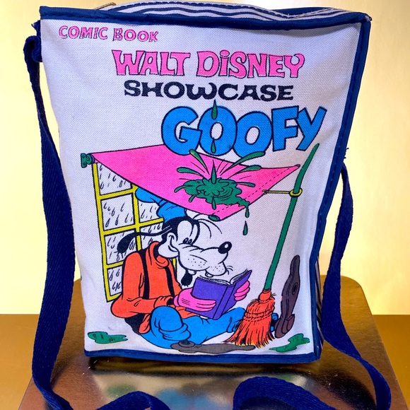 WALT DISNEY GOOFY VINTAGE COMIC BOOK SHOWCASE GOOFY CANVAS ZIP UP BOOK BAG RARE - Picture 1 of 16